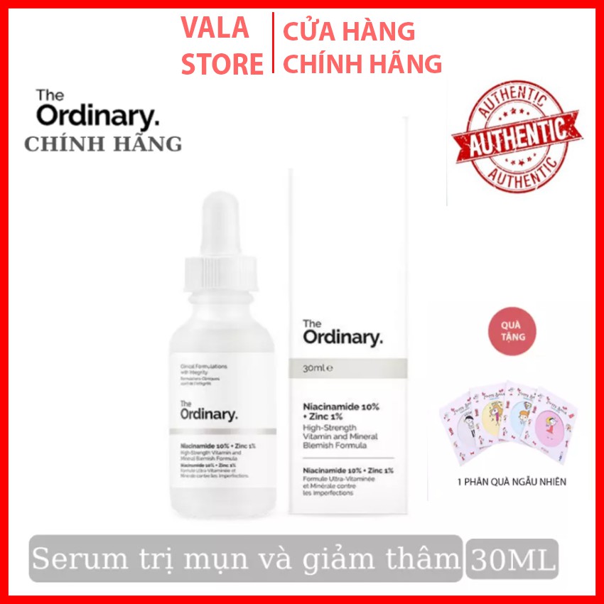 The Ordinary Niacinamide 10% + Zinc 1%, Tinh chất giảm mụn, Thâm, Tàn Nhang, Se Khít Lỗ Chân Lông 30ml Vala Store