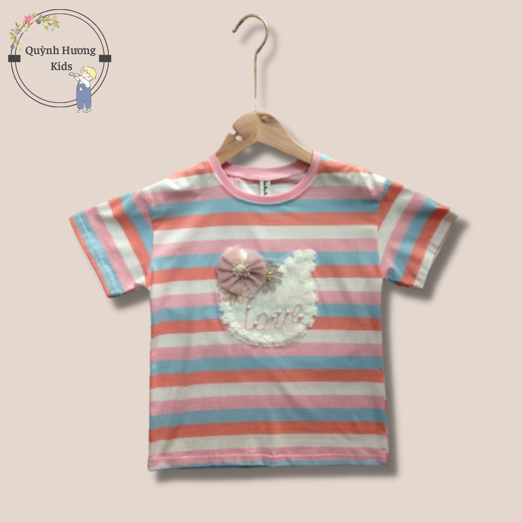 Áo phông kẻ họa tiết Hello Kitty dành cho bé gái (25-28kg)