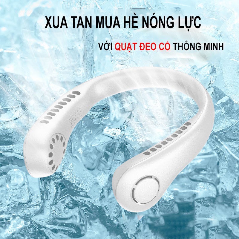 Quạt Đeo Cổ Hot Trend Mini USB Tích Điện Không Cánh Tiện Lợi, Thời Trang, Dáng Thể Thao