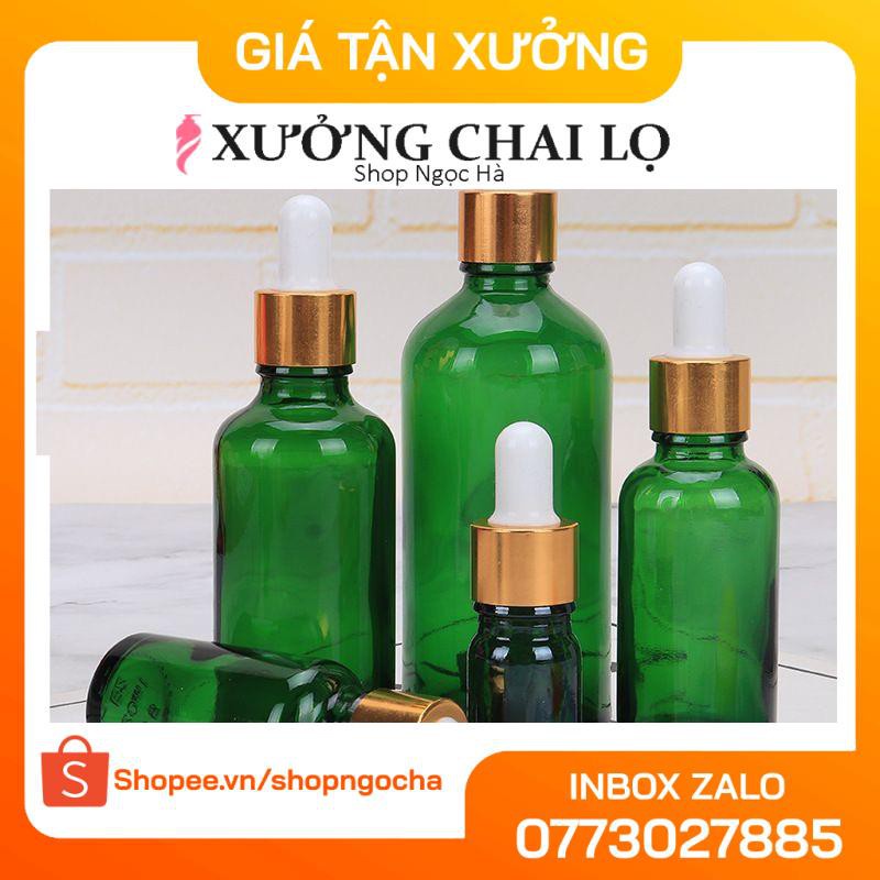 Lọ Chiết Serum ❤ GIÁ RẺ NHẤT ❤ [100ml] Lọ đựng tinh dầu Xanh lá chiết serum Khoen Vàng, Đen, Bạc chiết serum.