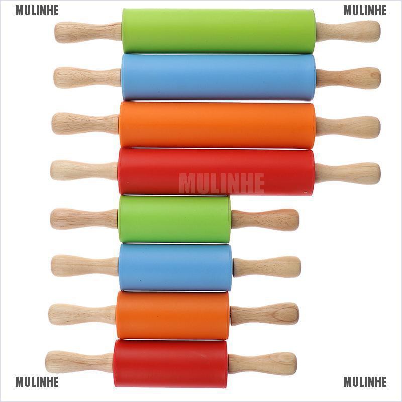 Cây Lăn Bột Làm Bánh Bằng Silicone Cán Gỗ Chống Dính