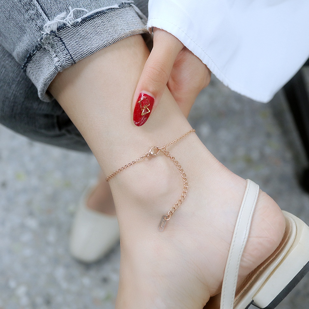 Lắc chân nữ titan 1 hạt đá trắng O1-202A - CAM KẾT KHÔNG GỈ, KHÔNG BAY MÀU - BẢO HÀNH 12 THÁNG.