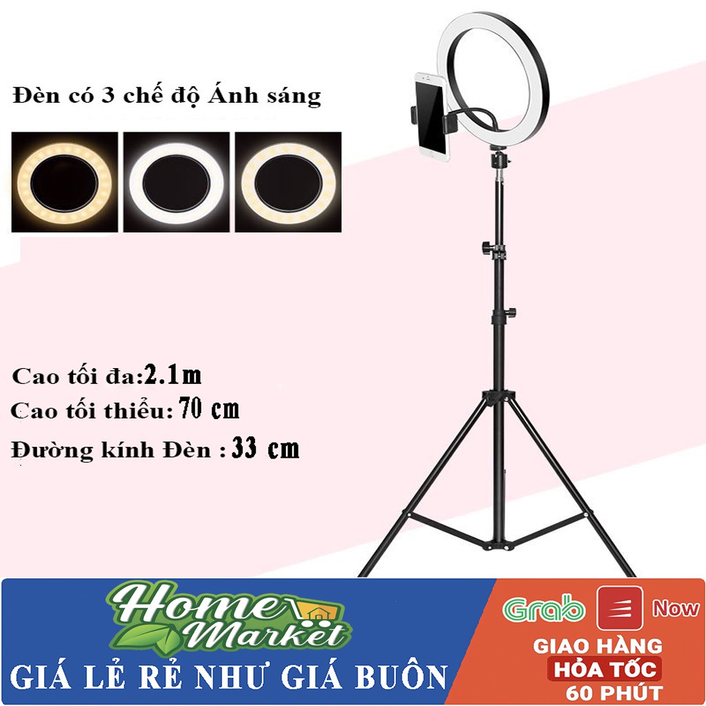 Bộ Đèn Livestream Dùng Cho Bán Hàng Online, Make up Kèm Chân Cao 2m1, Bảo Hành 1 Đổi 1