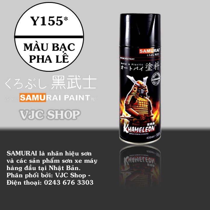 Chai sơn xịt sơn xe máy cao cấp SAMURAI màu bạc pha lê mã Y155* dung tích 400 ml