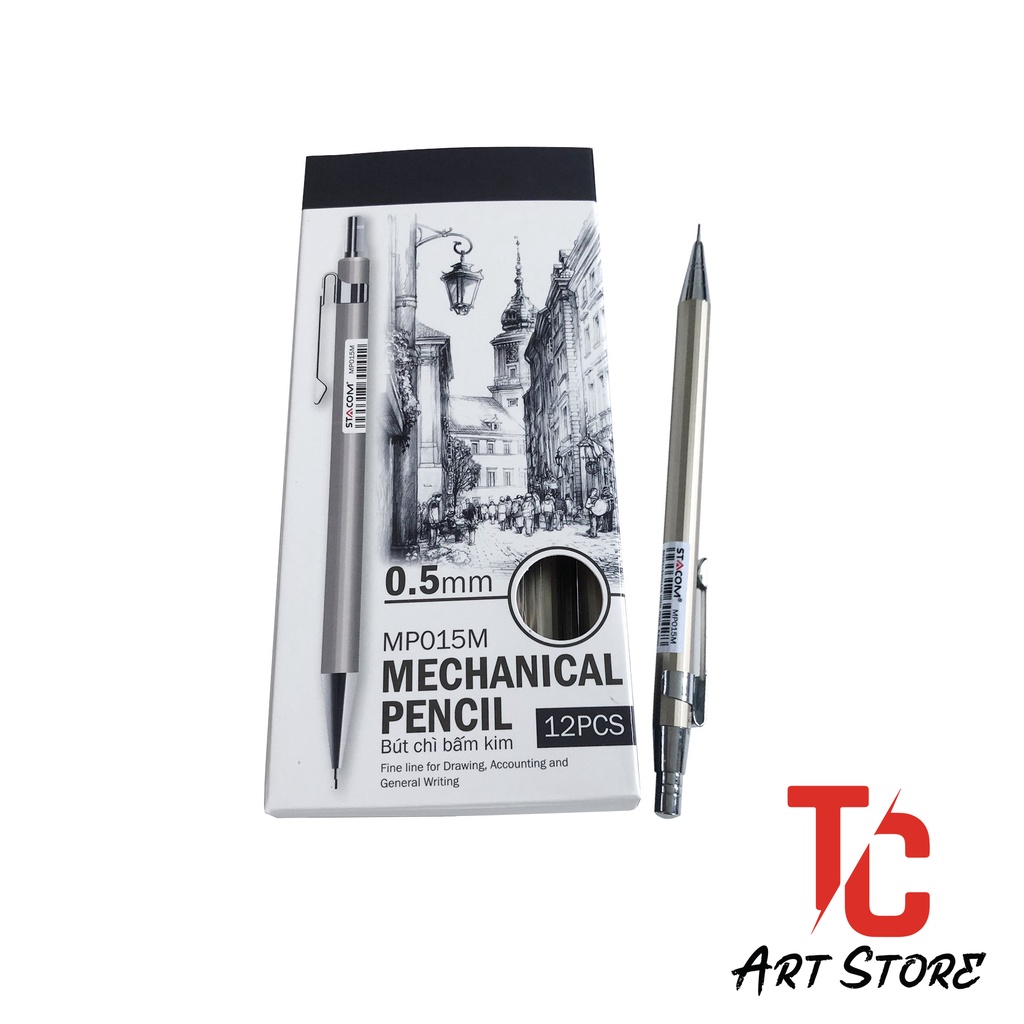Bút chì kim bấm 0.5mm thân kim loại STACOM – MP015M