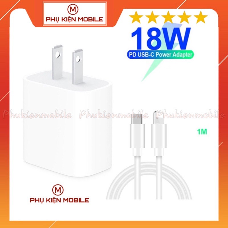 BỘ SẠC CÁP IPHONE 11 PROMAX LINH KIỆN - SẠC NHANH 18W - CÁP TYPEC TO LIGHTNING- SẠC CHUẨN - BẢO HÀNH 1 THÁNG 1 ĐỔI 1