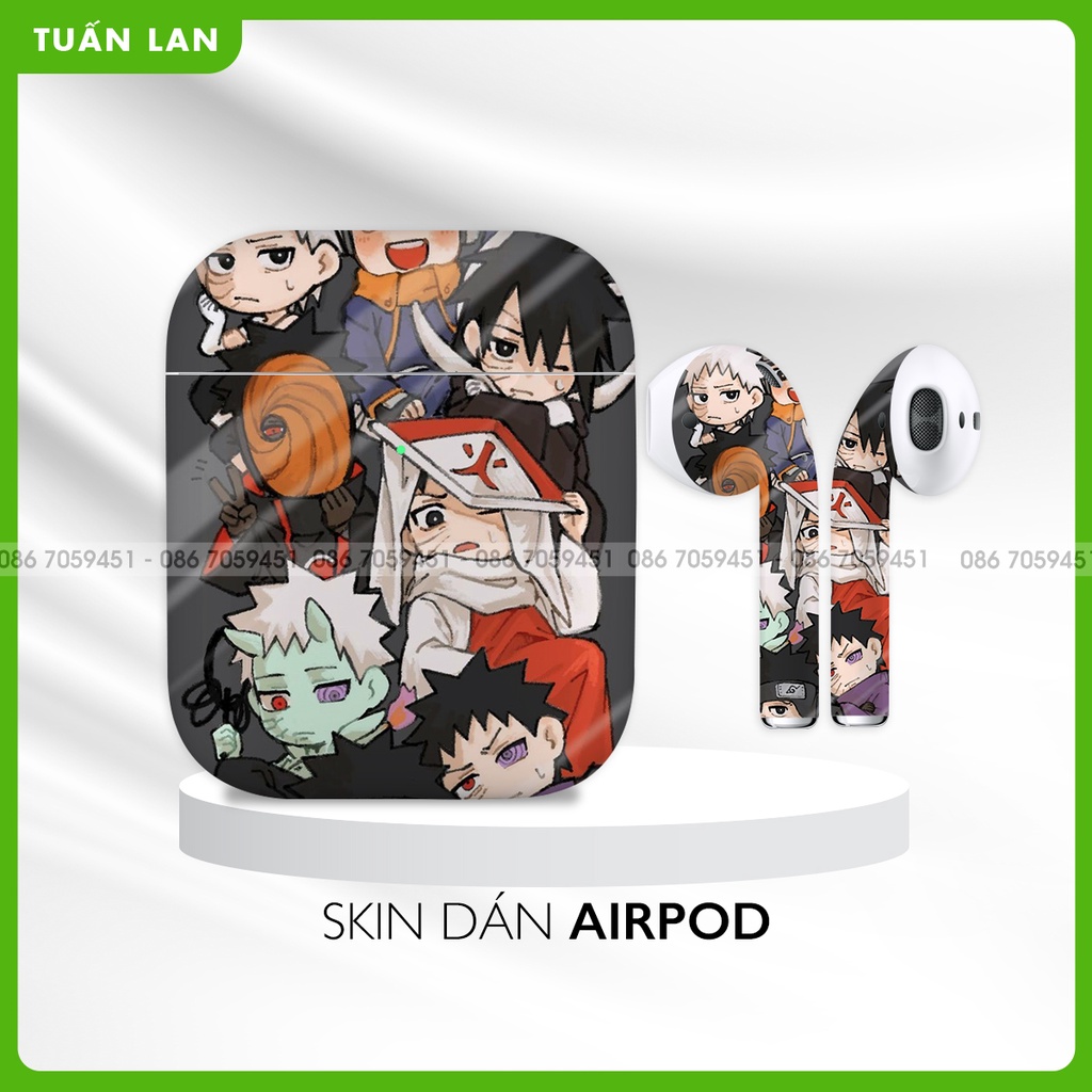 Dán Skin Airpods 1/2/3/Pro AIRPODS In Hình Naruto Bộ 2 - Chống Nước, Chống bẩn, Cắt Sẵn Khuôn