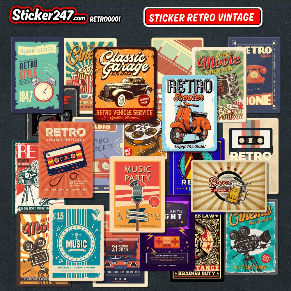 Sticker dán mũ bảo hiểm 🌈𝑭𝒓𝒆𝒆𝒔𝒉𝒊𝒑 Retro Vintage chống nước hình dán xe, vali, đàn, laptop, ván trượt, ipad