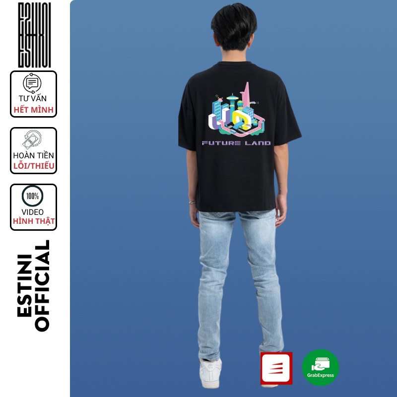 Áo thun tay lỡ form rộng ESTINI áo thun Unisex nữ nam chất cotton vải dày FUTURE LAND