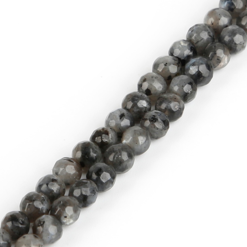 Chuỗi Hạt Đá Mặt Trăng Đen Tự Nhiên 4 / 6 / 8 / 10mm 15 '' Làm Trang Sức