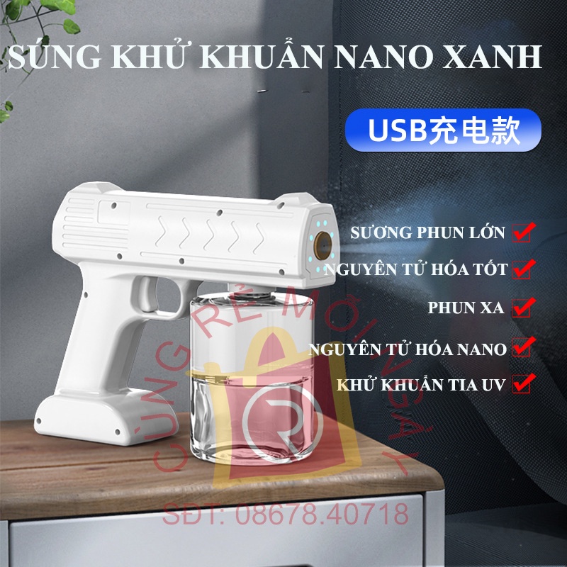Súng khử khuẩn, khử trùng nano cầm tay, súng phun khử khuẩn và hộp khử khuẩn UV vệ sinh điện thoại, khẩu trang