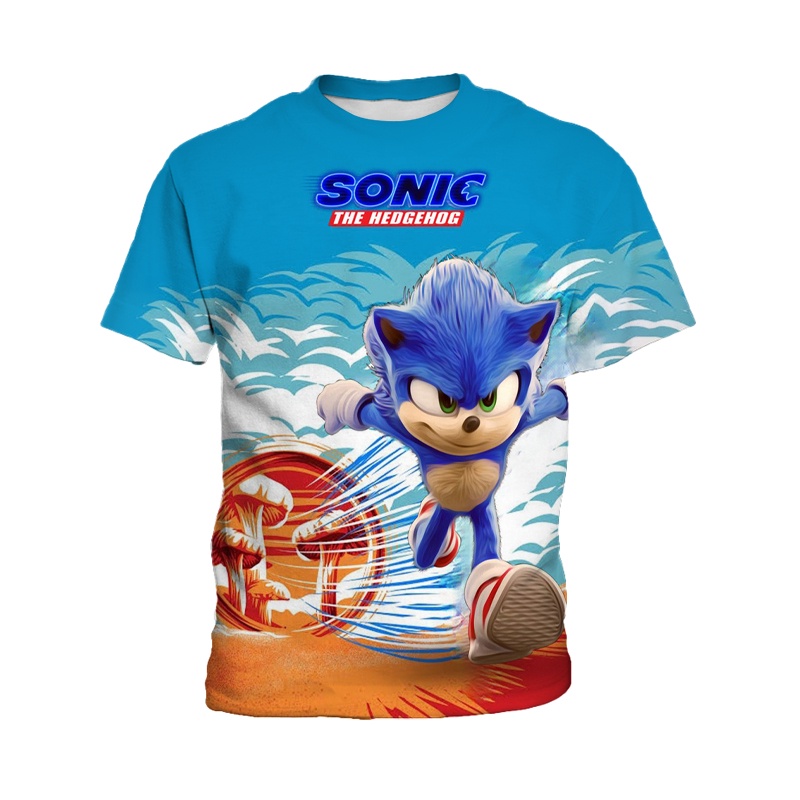 Áo Thun Ngắn Tay In Hình Sonic Thời Trang Dành Cho Bé Trai 3-13 Tuổi