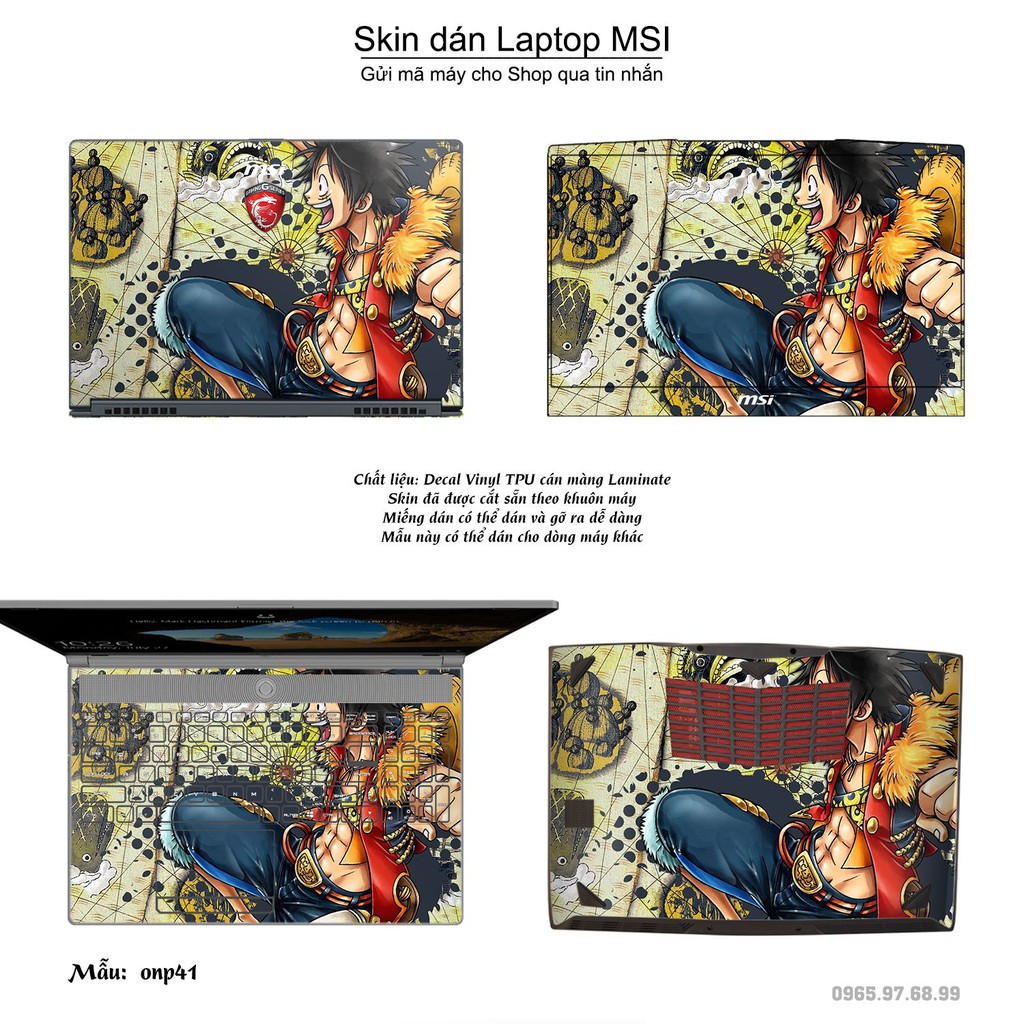 Skin dán Laptop MSI in hình One Piece _nhiều mẫu 24 (inbox mã máy cho Shop)