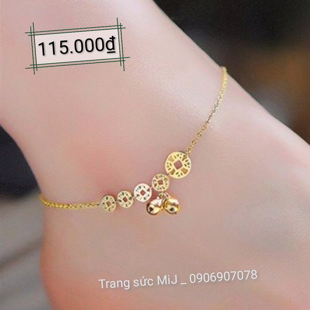 LẮC CHÂN TITAN 5 ĐỒNG TIỀN MẠ VÀNG