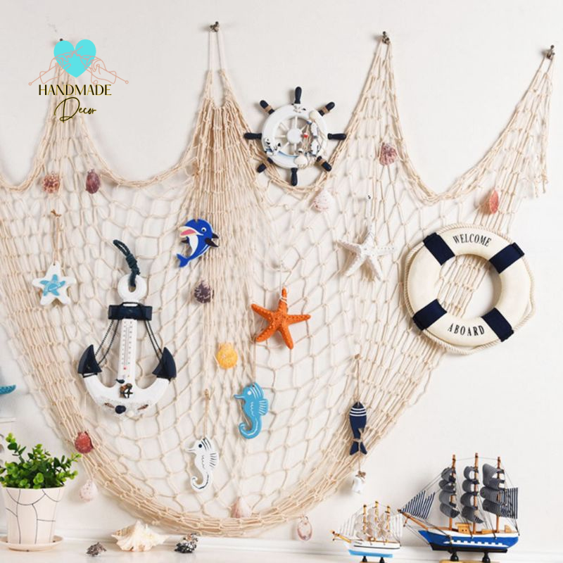 Lưới đánh cá trang trí decor phòng ngủ , phòng khách , góc làm việc, decor chụp ảnh phong cách biển