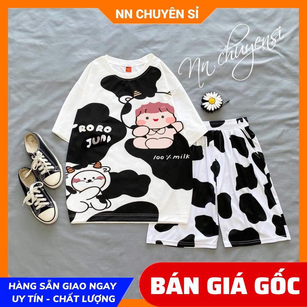 Bộ đồ bò sữa cho bé &amp; người lớn đến 70 ký thun mềm mịn mát co giãn tốt đồ bé trai bé gái nam nữ DBRBD SIZE 6 ĐẾN XL