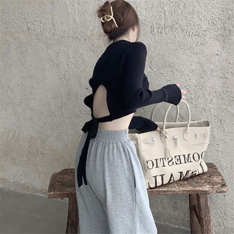 ÁO CỔ BẺ HỞ LƯNG BUỘC DÂY SAU THUN GÂN - CT33