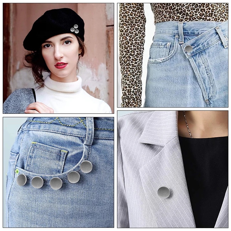 Bộ 4 Nút Kim Loại Có Thể Tháo Rời 17mm Thay Thế Cho Quần Jean Phong Cách Retro