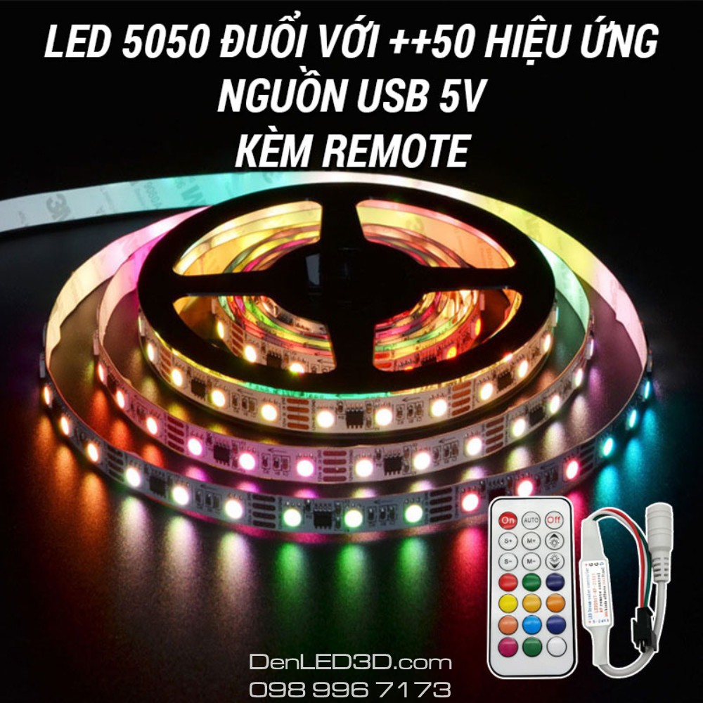 Đèn LED Đuổi Tiktok IC WS2812 50 Hiệu Ứng Nguồn 5V Cho TV, Máy Tính