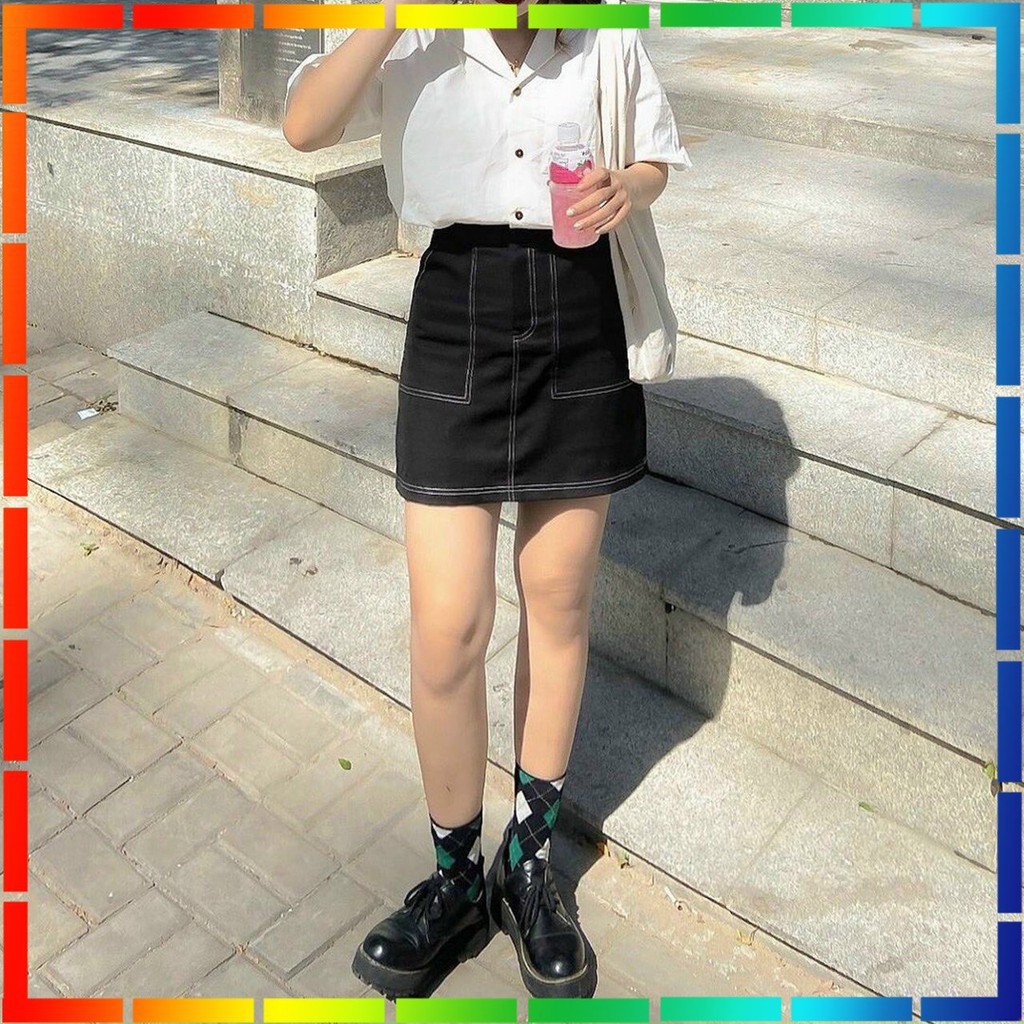 ( ẢNH THẬT ) - SET SƠ MI TRẮNG TAY LỠ KÈM CHÂN VÁY CHỮ A MAY VIỀN CHỈ NỔI CÁ TÍNH PHONG CÁCH INTRO | BigBuy360 - bigbuy360.vn