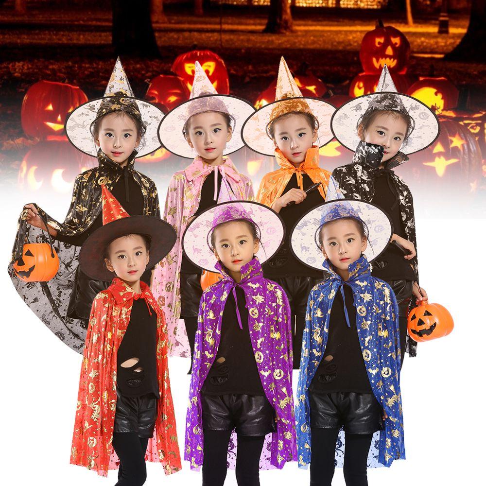 Mkeb Set Áo Choàng Và Nón Phù Thủy Hóa Trang halloween Dành Cho Bé Trai Gái