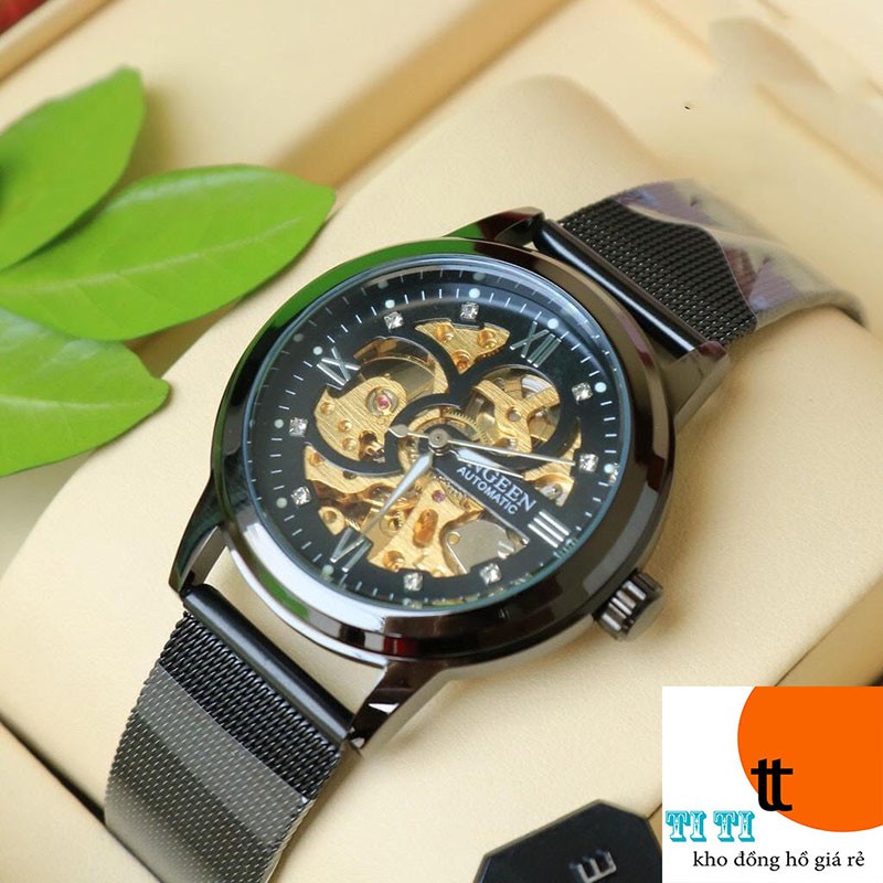 (CHUẨN MEN) Đồng Hồ Nam AUTOMATIC FNGEEN Phiên Bản Doanh Nhân Dây Hợp Kim Thép Không Gỉ Cao Cấp( Mã: FC01)