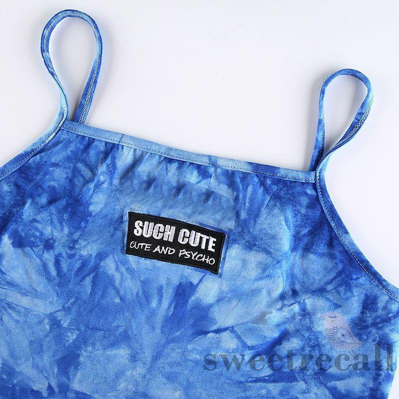 Áo Croptop Không Tay Thêu Chữ Màu Nhuộm Quyến Rũ Cho Nữ | BigBuy360 - bigbuy360.vn