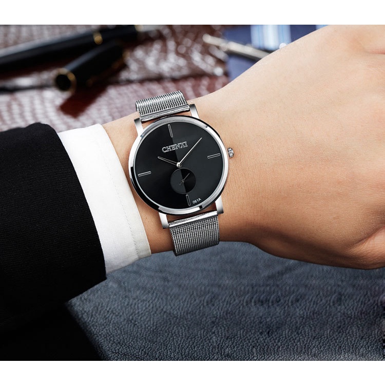 Đồng Hồ Đeo Tay Chexi Dây Thép Siêu Mỏng Chống Thấm Nước Thời Trang Cho Nam
