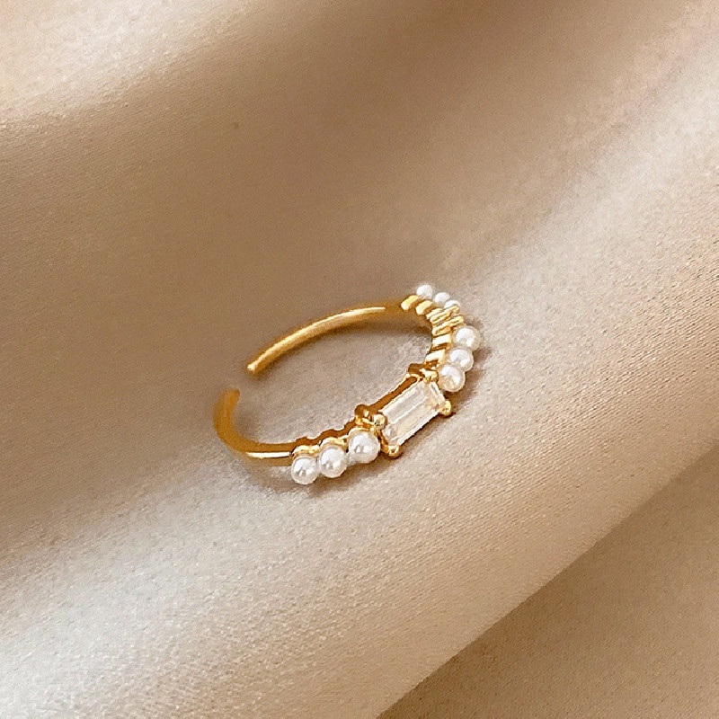 Nhẫn hở đính đá zircon hình hoa phong cách Hàn Quốc thời trang cho nữ