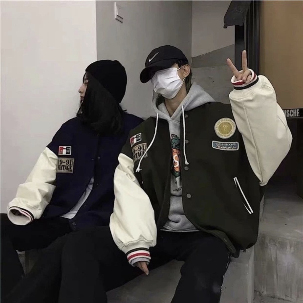 ÁO KHOÁC BOMBER NAM BÓNG CHÀY,2 LỚP,LOGO 19-91 THÊM PHẦN PHONG CÁCH TUỔI TEEN