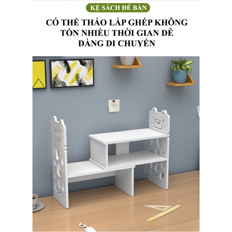 Kệ sách để bàn bằng gỗ nhựa PVC xinh xắn và tiện nghi NK06