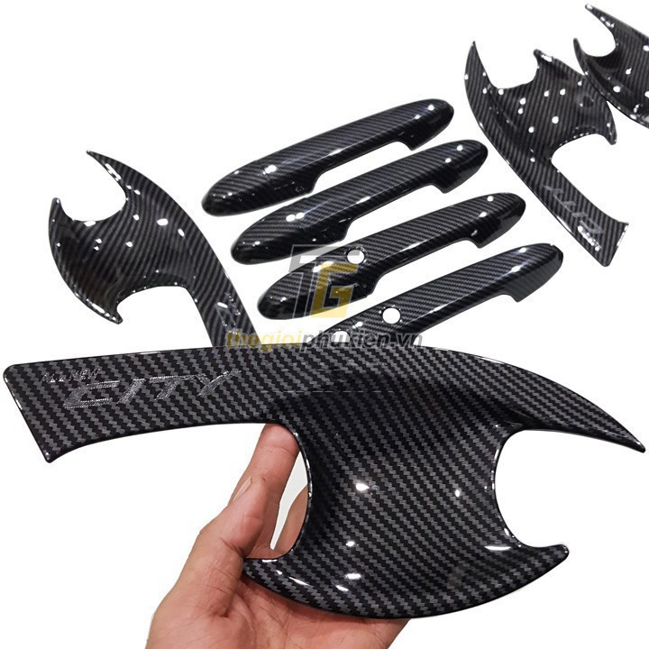 Ốp tay nắm, hõm cửa cacbon xe City 2016-2020, 2021-2023 vân cacbon cao cấp