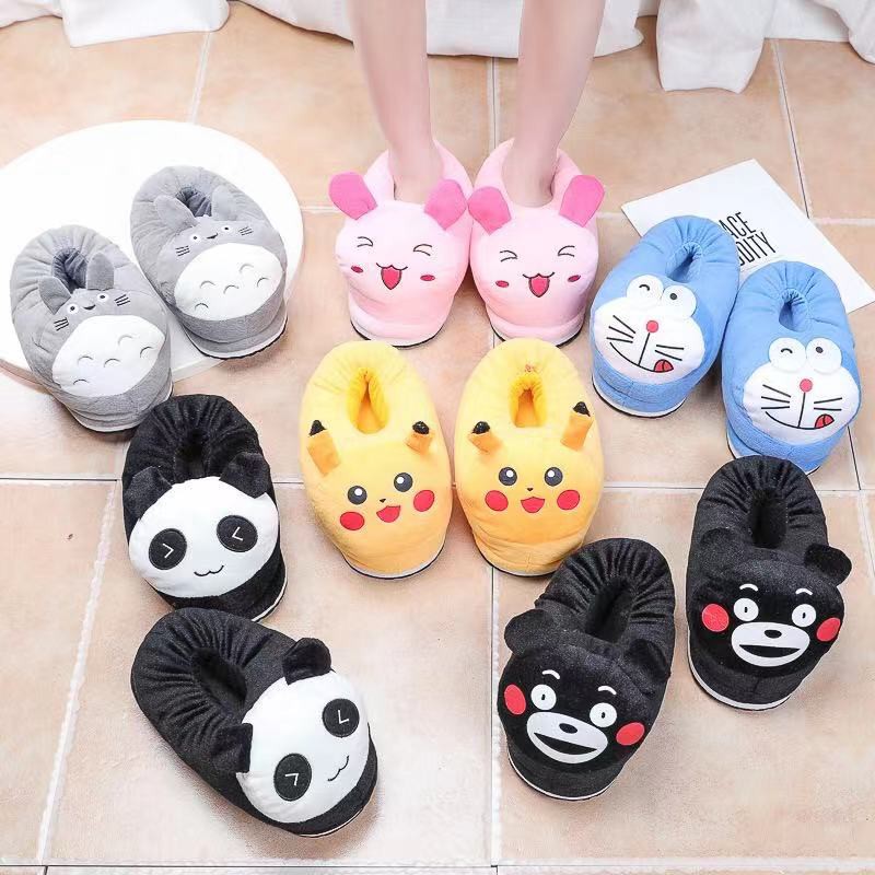 Dép bông đi trong nhà thiết kế hình Pikachu/Gấu trúc/Doremon đáng yêu