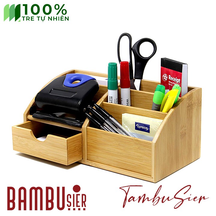 [BAMBOO] Hộp đựng bút để bàn, hộp để dụng cụ văn phòng đa năng - hộp bút gỗ tre cao cấp [POKETO]