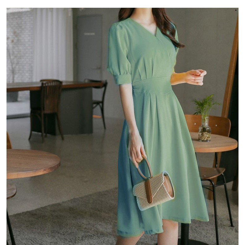 Đầm công sở ❣️FREESHIP❣️ ĐẦM CỔ V CHIT EO THẮT NƠ - Hàng thiết kế chuẩn [Đầm công sở dep]