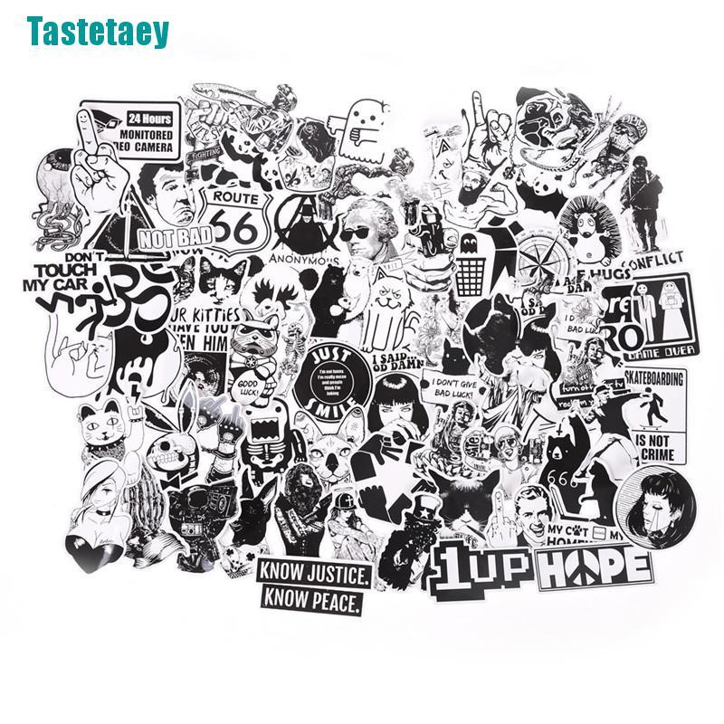 Bộ 100 miếng hình dán tông trắng đen phong cách graffiti