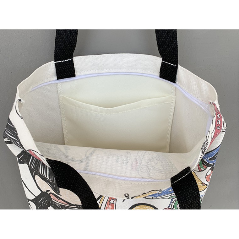 Túi đeo vai vải canvas họa tiết hoạt hình dễ thương dành cho nữ