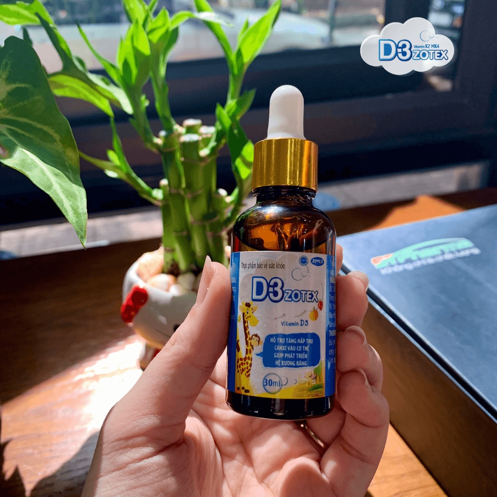 Vitamin D3 K2 MK4 Zotex tăng cường khả năng hấp thu canxi cho bé phát triển hệ xương răng chắc khỏe chống còi xương 30ml
