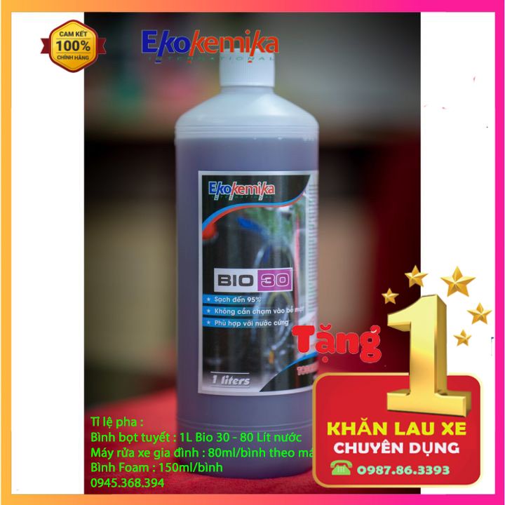 Dung dịch rửa xe,Nước rửa xe không chạm ô tô xe máy Ekokemika Bio 30 - 1L
