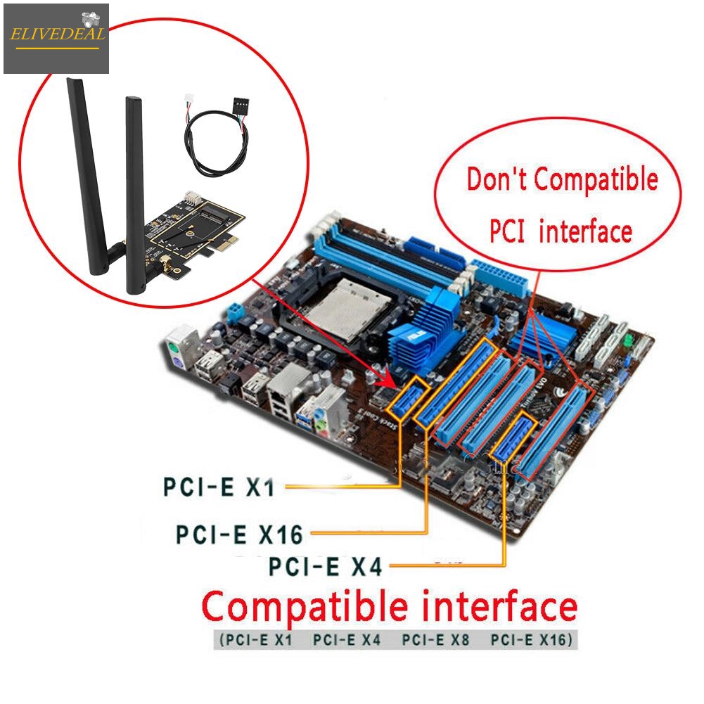 M.2 NGFF to PCI-E 1X Desktop WIFI WLAN Adapter Network Card Converter for 8260 7265 1535 7260