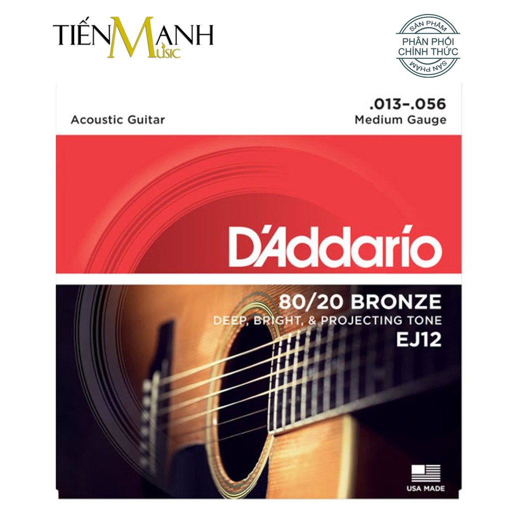 [Chính Hãng] D'Addario EJ10, EJ11, EJ12, EJ13 - Bộ Dây Đàn Ghi-ta 80/20 Bronze Acoustic Guitar DAddario