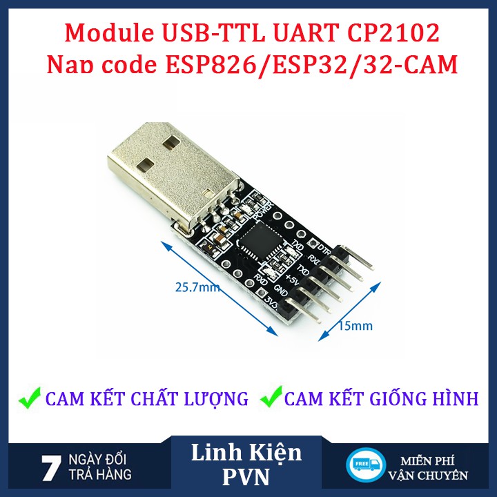 Mạch chuyển đổi USB to TTL UART CP2102 - có tặng kèm cáp kết nối