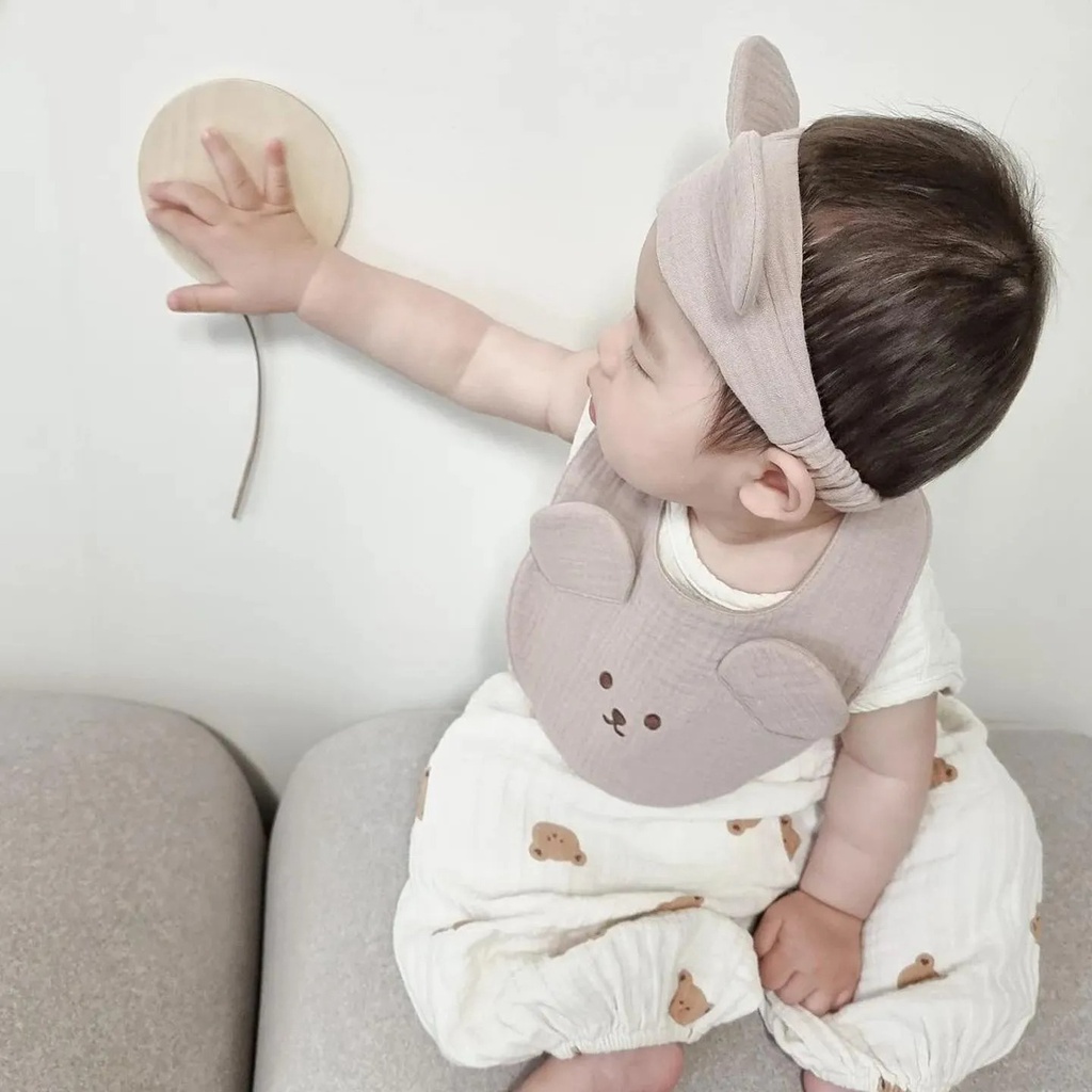 ⚡Sẵn sàng tàu!Yếm Ăn Bằng Cotton Nguyên Chất Chống Văng Sữa Thêu Họa Tiết Phong Cách Hàn Quốc Cho Bé Sơ Sinh