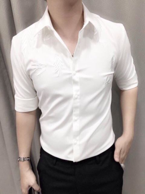 Áo sơ mi nam đen thêu cực đẹp