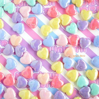Charm hạt nhựa trái tim pastel ánh cực quang ngọt ngào A5 /Nguyên liệu làm resin