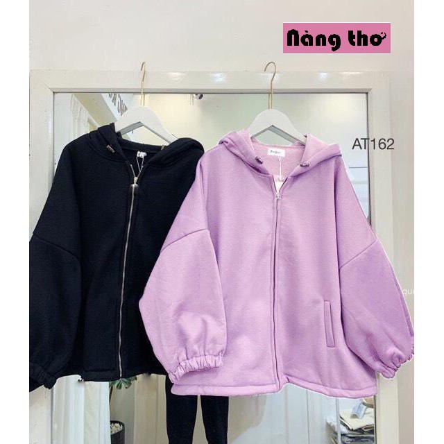 Áo khoác nữ form rộng đi học, áo hoodie nữ form rộng có dây kéo tay cánh dơi - Nàng Thơ's Shop | BigBuy360 - bigbuy360.vn