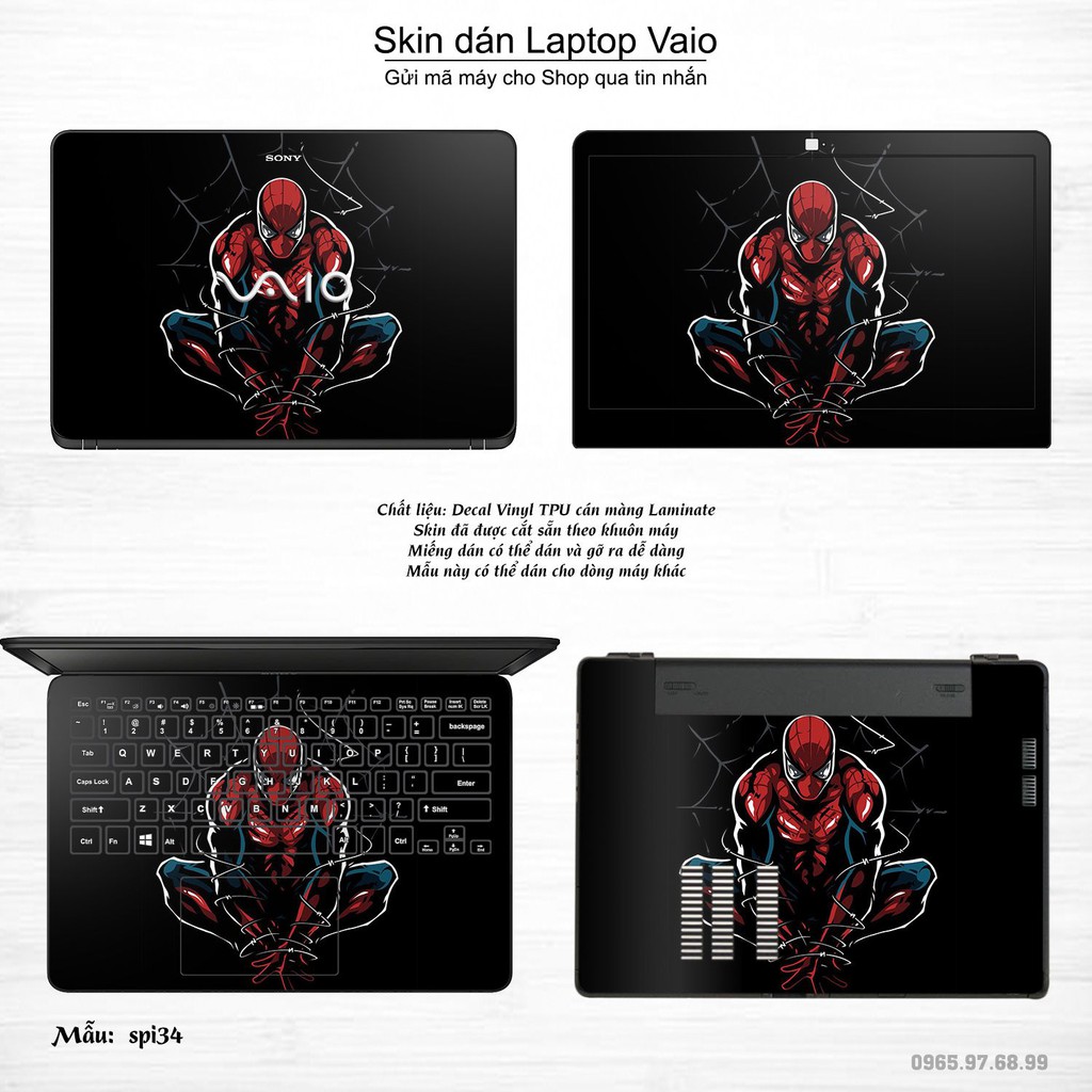 Skin dán Laptop Sony Vaio in hình người nhện Spiderman _nhiều mẫu 2 (inbox mã máy cho Shop)