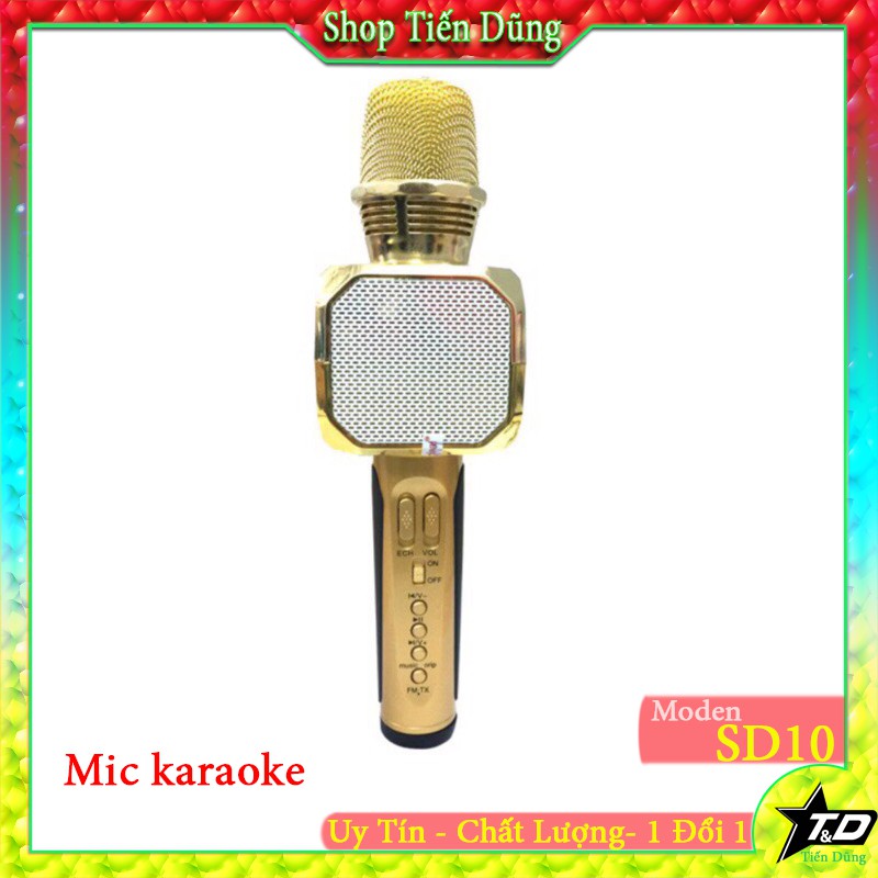 [Mã ELHACE giảm 4% đơn 300K] Mic Bluetooth Karaoke SD10 Kiêm Loa Trợ Giảng Nhỏ Gọn Tích Hợp Pin Có Thể Sạc Hàng Chuẩn