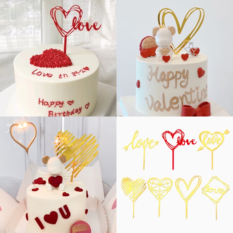 Topper Trang Trí Bánh Kem Hình Chữ &quot;Love&quot; Bằng Acrylic