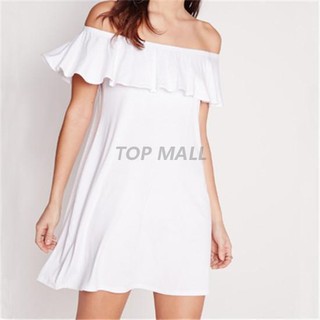 Topmall Đầm ngắn hở vai đầm rộng đầm tay dài váy suông đầm chấm bi đầm boho đầm lolita váy lép đầm cổ vuông đầm xoè